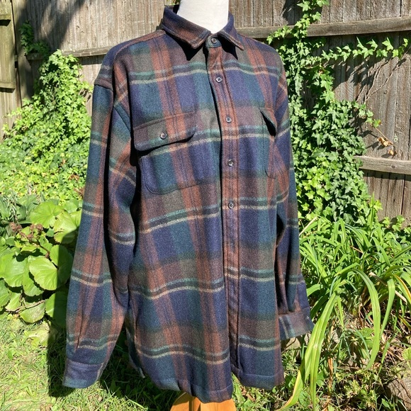 Polo Ralph Lauren Other - Polo by Ralph Lauren Navy Plaid Wool Shirt Jacket XL